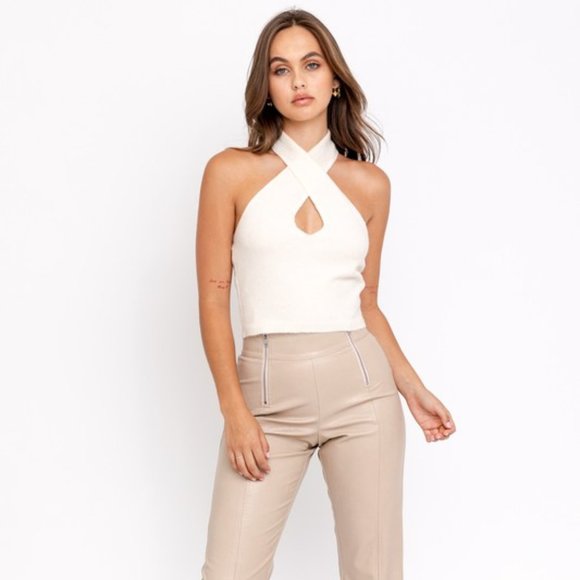 Criss Cross Knit Halter Top - Picture 1 of 5